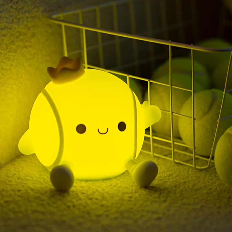 Table Tennis App - かわいいテニスナイトライトシリコン保育園用睡眠ランプタッチコントロールナイトライトUSB充電式テーブルランプ赤ちゃん子供用