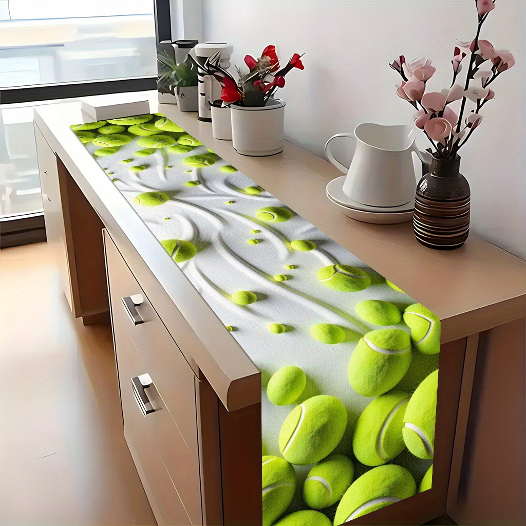 Table Tennis News Today - 1pc テニスボールテーブルランナーお祝い装飾布家庭用キッチンダイニングオフィスリビングルームホリデーパーティー装飾