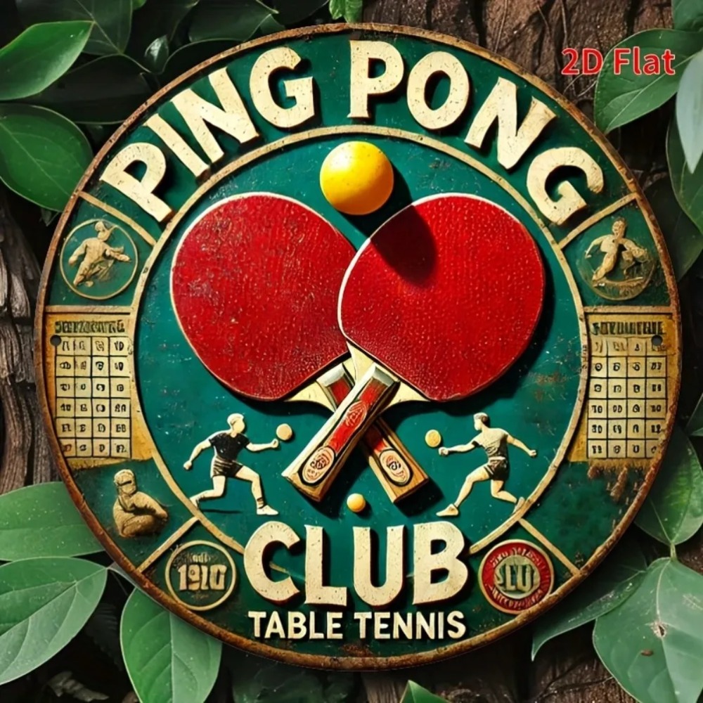 2Dフラットビンテージ卓球クラブ卓球ラウンドメタルサインレト - Table Tennis History のレビューと価格