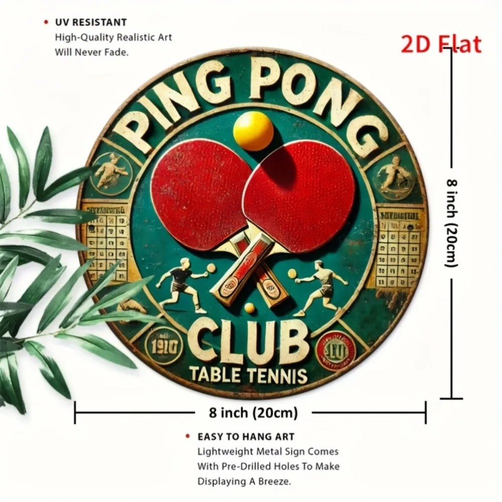 2Dフラットビンテージ卓球クラブ卓球ラウンドメタルサインレト - Table Tennis History のレビューと価格
