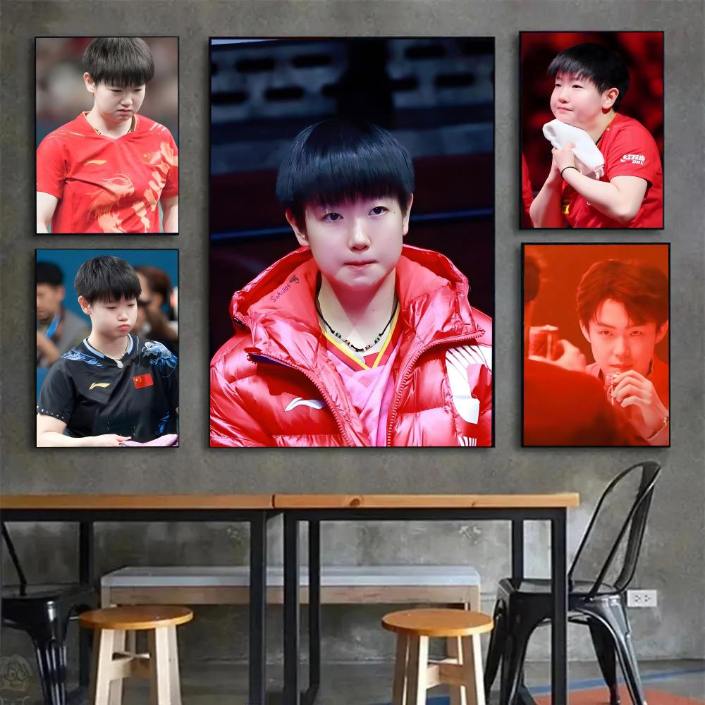 卓球選手孫英莎のポスターペインティングウォールアート壁画、リ - Table Tennis Athlete のレビューと価格