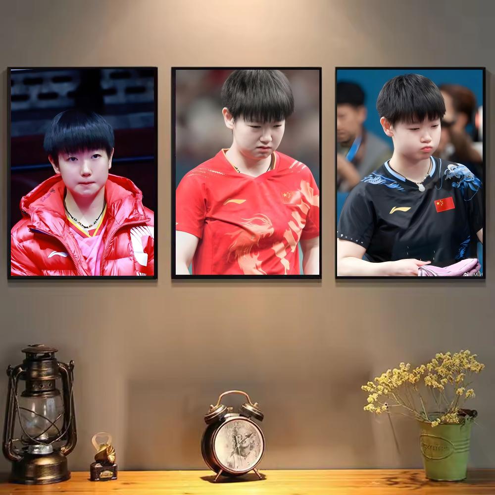 卓球選手孫英莎のポスターペインティングウォールアート壁画、リ - Table Tennis Athlete のレビューと価格