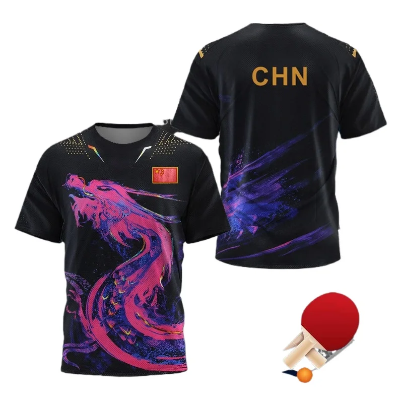 中国ドラゴン卓球グラフィック Tシャツ男性用衣類ファッション - Table Tennis Xu Xin のレビューと価格