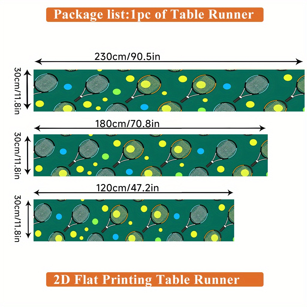 テニスボールとラケット柄のテーブルランナー、ダイニングコーヒ - Table Tennis News Today のレビューと価格