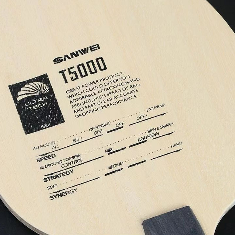 Sanwei-Tバックブレードt5000,5つの木製ハンドル - Table Tennis Eleven のレビューと価格